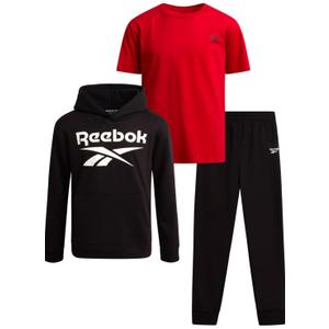 Reebok Boys Sweatsuit Set - 3 Piece Athletic Pullover Hoodies Sweatshirt Jogger Sweatpants & T-Shirt for Boys (7)
