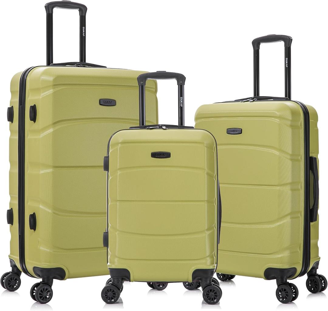 DUKAP SENSE 3-Piece Hardside Spinner Luggage Set Durable Zipper Green, 20, 24, 28 Inch