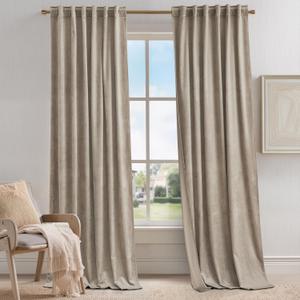 KGORGE Taupe Velvet Curtains 90 inches 2 Panels, Elegant Velvet Blackout Curtains for Bedroom Living Room, Soft Room Darkening Thermal Insulating Window Drapes, Back Tab Rod Pocket, W 52 x L 90