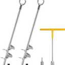 Ground Anchors Heavy Duty, 2 Pack Fully Welded Solid Steel Ground Anchors Screw in with 2.9" Spiral Blade, Trampoline Earth Stakes Auger Anchors for Sheds, Mobile Home, Tent, Swing Set