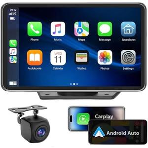 for Apple Carplay Wireless Portable 7" Touchscreen Car Stereo Voice Control with Apple Car Play & Android Auto Car Audio Backup Camera Bluetooth GPS Navigation/Mirror Link Fits All Cars