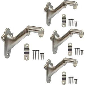 QCAA HandRail Brackets, 3", Zinc Die Cast, Brushed Nickel, 4 Pack, Made in Taiwan