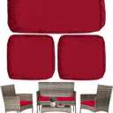 Sqodok Patio Outdoor Cushion Covers Set 3 Pack Furniture Seat Cushions Replacement Covers Waterproof Fit for 4-Seater Wicker Rattan Conversation Set Sofa Loveseat Chair Couch38x19x2,19x19x2, Burgundy
