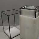 Set of 3 Square Glass Hurricane Candle Holders, Clear Glass Framed in Black-Finish Brass, Great for Home Decor and Wedding,Holiday Decor.