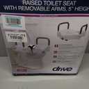 Drive Medical 2-in-1 Raised Toilet Seat with Removable Padded Arms - Elevated Bathroom Safety Support - Secure Locking Attachment - Easy Height Assistance - Durable Construction, Standard Toilets