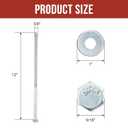 3/8" x 12" Lag Bolts (25 Pcs) 3/8 inch Lag Screws for Wood, Heavy Duty Hex Head with Washers, Zinc Plated