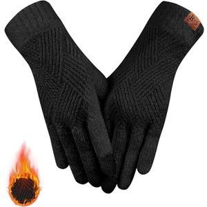REACH STAR Winter Gloves for Women Men,Winter Clothing for Women 3-Finger Touch screen Elastic Thermal Knit Lining, Warm Gloves for Cold Weather,Running,Driving Christmas Gifts (Black)