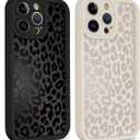 2 Pack Cute Cheetah Print Phone Cases for iPhone 15 Pro Case 6.1", Aesthetic Cool Leopard Pattern Design Cover Shockproof Soft Slim TPU Full Camera Lens Protective Funda for Women Girls (Black and Off White Leopard)