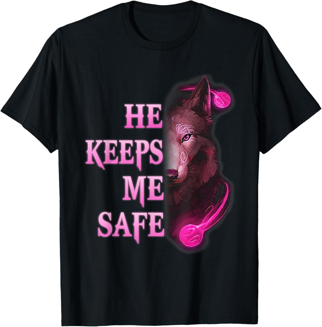 He Keeps me safe - She keeps me wild Couple Wolves T-Shirt