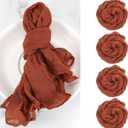 uxcell 6Pcs Cheesecloth Napkins, 20x20 Inch Terracotta Rustic Dinner Table Napkins Decorative Napkins for Wedding Party Table Decor Bridal Shower