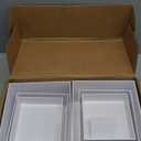 BreeziiDesign 8 Buffet Risers with Mini Signs, Buffet Table Risers and Stands, Acrylic Cube Display Box for Catering Party Table Food Display, Dessert, Cakes - White, Set of 8 Boxes