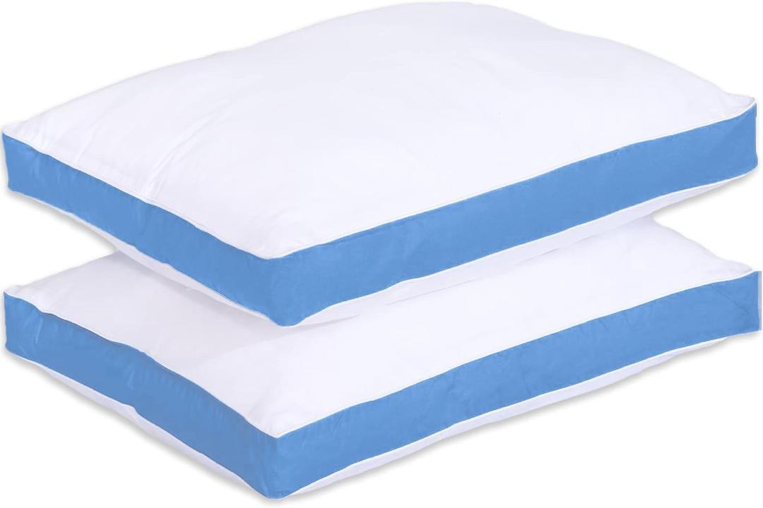 GOLD TEXTILES Premium King Size Bed Pillow Set of 2 - Luxury Hotel Collection, Soft & Firm Support for Side Sleepers, Down Alternative, Fluffy & Plush Pillows for Sleeping (Blue, Pack of 2)