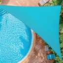 8'x8'x8' Sun Shade Sail Curved Commercial Outdoor Shade Cover Turquoise Triangle Heavy Duty Permeable 185GSM Outdoor Shades for Patio Garden Sandbox