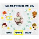 Baby Monthly Milestone Blanket for Kids - May The Force Be With You (1*1.2 Meter, White)