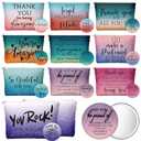 Vercraft 60 Pcs Teacher Appreciation Gifts for Women Inspirational Canvas Makeup Bags Portable Compact Mirror Bulk Cosmetic Bags Thank You Gifts for Nurse Employee Graduation (Recognition,Iridescent)