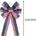 2 Pack 4th of July Decor Bow for Wreath,Red White Blue Stripe Stars Tree Topper Bows for Patriotic,Independence Day,Memorial Day,Veteran's Day,Front Door Indoor Outdoor Decorations