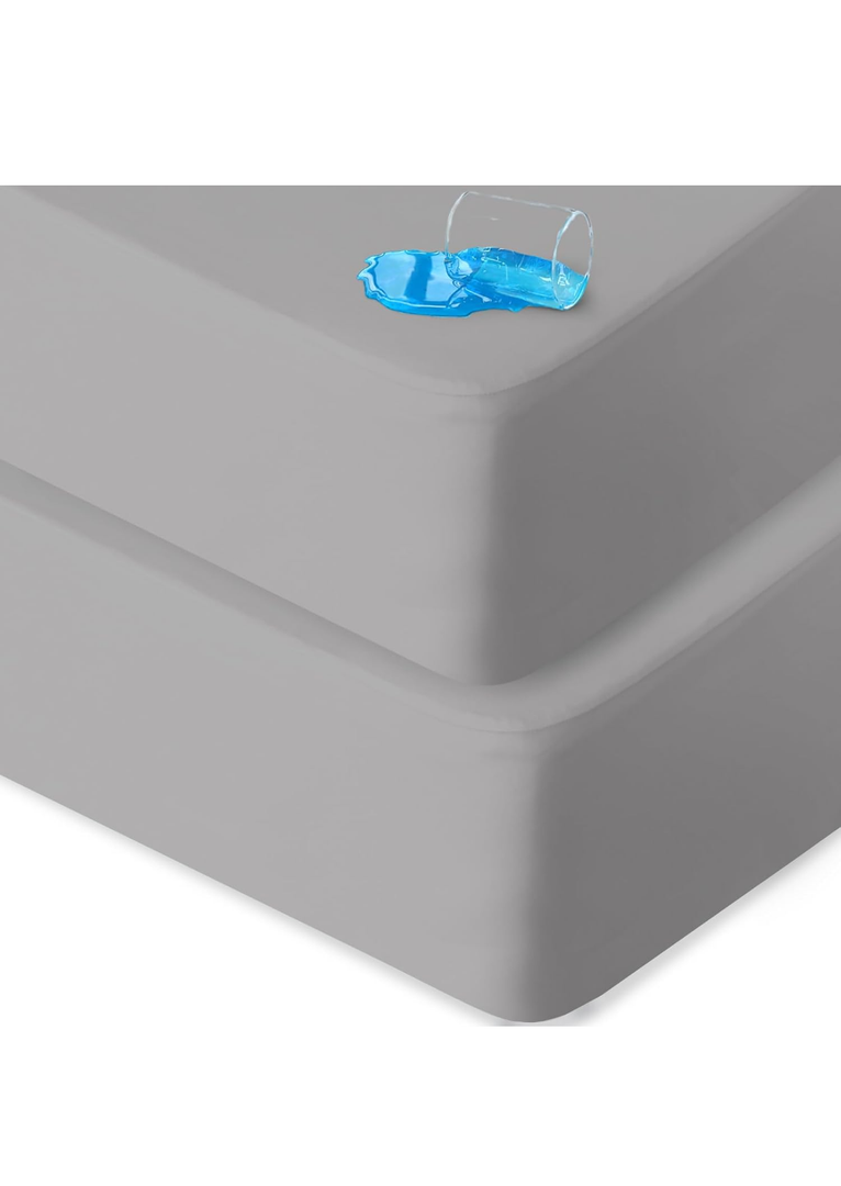 Crib Sheets Waterproof 2 Pack, Crib Mattress Protector, Toddler Fitted Crib Sheet Neutral, Ultra Soft & Breathable Toddler Bed Sheets for Boys and Girls, Grey