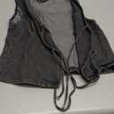 Women's Denim Vest Crop Sleeveless V Neck Denim Top Retro Tie Up Front Jean Vest (Medium, Black)