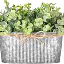 Dahey Artificial Eucalyptus Faux Plants Indoor for Farmhouse Home Decor Fake Potted Plants in Rustic Rectangular Pots Table Centerpiece for Office Bath Living Room Greenery Decor, 7" L x 4" H (Grey)