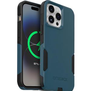 OtterBox iPhone 14 Pro Max (Only) Commuter Series Case Thin, Dual-Layer, Pocket-Friendly, Port Cover Blue/Black