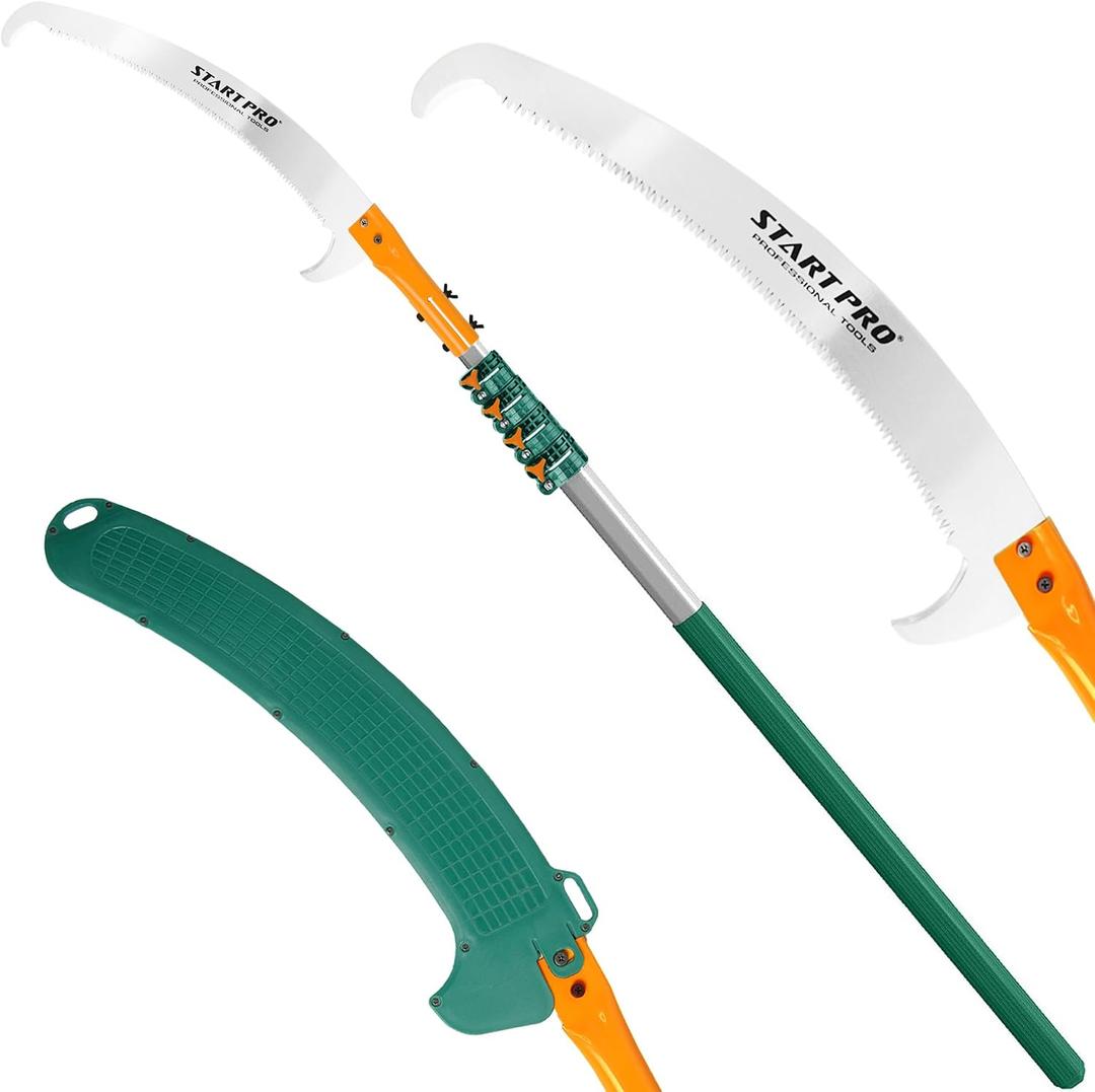 StartPro 23ft Reach Tree Pruning Saw, Telescopic Manual Lightweight Extendable 18ft Pole Saw with Sharp Carbon-Enriched Blade for Efficient Tree Maintenance and High-Reach Branch Cutting.