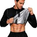 LAZAWG Sauna Suit for Men Long Sleeve Sauna Jacket Workout Sweat Shirt Zipper Top for Gym Running Fitness Exercise (Black, XXXL)