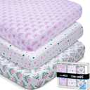 GROW WILD Crib Sheets 3 Pack - Soft & Stretchy Jersey Cotton Fitted Baby Crib Sheets for Girls, Cute Toddler Bed Sheets for Baby Girl (Hearts & Flowers)