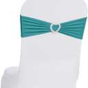 Howhic Pack of 60 Spandex Chair Sashes Bows Stretch Chair Cover Band with Buckle Slider Universal Elastic Chair Ties for Wedding Banquet Party Event Decoration (Turquoise)