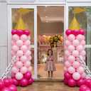 Soulchen Princess Birthday Party Decorations Pink Princess Cardboard Castle Balloon Column Stand Kit Includes 310 Pcs Balloons 2 Set Roof and Flag Bulk for Baby Shower Party Wedding Decoration