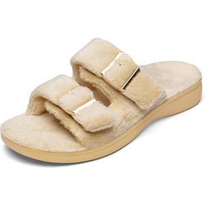 KuaiLu Women's Fluff Slippers Plantar Fasciitis  Size 8