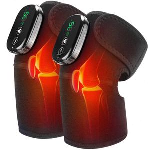 MOAJAZA Knee Massager with Heat and Vibration, Heating Pad for Knee Shoulder Elbow, Heated Knee Brace for Arthritis with Massage (Black 2 Packs)