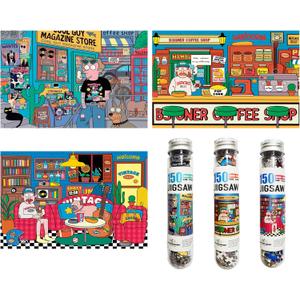 KALEIDOMINI150 Pieces Small Jigsaw Puzzles for AdultsIllustration Series Puzzle，6 x 4 Inches,3 Packs， Mini Jigsaw Puzzles Challenging Puzzles Small Puzzles Micro Puzzels Tiny Puzzle