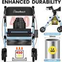 BlessReach Foldable Rollator Walkers with Seat for Seniors, 450 lb Capacity, 8'' Wheels, 18" Big Seat, 6-Position Adjustable Height, Heavy-Duty Aluminum Rolling Walker (Blue)