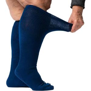Viasox EasyStretch Diabetic Socks for Men & Women, Non Binding Top, Seamless Toe, Loose Fit (Navy Blue, X-Large)