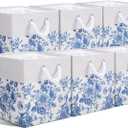 LemonRoad 6 Pcs Blue Floral Cube Storage Bins 13 Inch Square Storage Basket with Handle Preppy Girl Organizer Basket Collapsible Fabric Box for Classroom Bedroom Office Home Decoration Gift