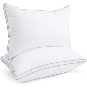 viewstar Pillows Queen Size Set of 2, Hotel Quality, Down Alternative Gusseted Bed Pillows for Side, Back, or Stomach Sleepers, White, 19" x 28"