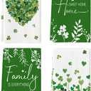 Artoid Mode Heart Irish Leaves Home Sweet Home St. Patrick's Day Kitchen Towels Dish Towels, 18x26 Inch Farmhouse Spring Decoration Cleaning Set of 4, Green