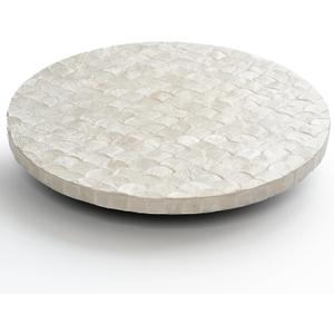 12 Inch Capiz Lazy Susan, Decorative Lazy Susan Turntable Centerpiece for Dining Table, Kitchen Counter, Round Mother of Pearl Capiz Shell Spinning Tray for Countertop & Tabletop (White)