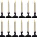 Homemory 12 Pcs Window Candles with Sensor Dusk to Dawn, Ivory Electric Window Candle Flickering, Christmas Fake Candles Battery Operated, Led Candlesticks with Black Holders for Xmas Holiday Decor