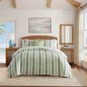 Tommy Bahama - Cotton Queen Duvet Set with Shams, Reversible Stripe Bedding