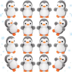 Skylety 8 Pcs 4 Inch Mini Penguin Stuffed Animal Bulk Penguin Plush Keychains for Birthday Xmas Party Favor Gifts (Grey)