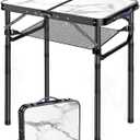 Folding TV Trays Foldable Dinner Tray Table Adjustable Height Food Snack Eating Couch Side Table Study Aluminum Portable Sofa Tray End Table for Outdoor Indoor Camp Pinic Bed Couch Living Room(Marble)