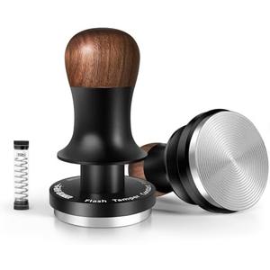 MHW-3BOMBER 58.5mm Espresso Tamper - 3 Spring Loaded Coffee Tamper with Sound Feedback - Barista Tamper Tool Espresso with 15lb / 30lbs Replacement Springs - Walnut Handle SUS304 Ripple Base T7071T-OS