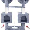 71in Multifunctional Multi-Level Cat Tree Tower for Indoor Cats,Cat Tree with Hammock,2 Condos,2 Hanging Baskets,2 Feather Toys,3 Perches,5 Hanging Balls,7 Scratching Posts,Grey