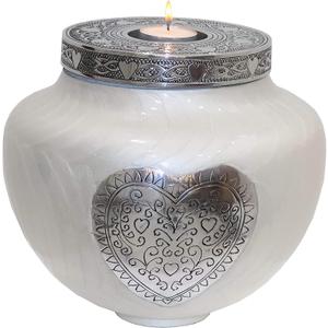 hlc Cremation Urns for Human Ashes Adult - - Keepsake urn - Display at Home - Large Funeral Urn - Modern Beautiful Memorial Urn - White Candle Cremation Urn