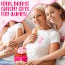 Tigeen Breast Cancer Awareness Decorations Pink Breast Cancer Pumpkin Flower Tabletop Centerpieces with Pink Ribbon Pattern for Fall Home Office Charity Party Decor