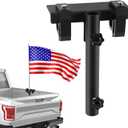Truck Bed Flag Pole Mount, No Drill Truck Bed Flagpole Mount - Universal Holder for1.5 Poles (Fits Most Trucks/SUVs), Durable Steel Construction with Quick Lock System - Black (1X)