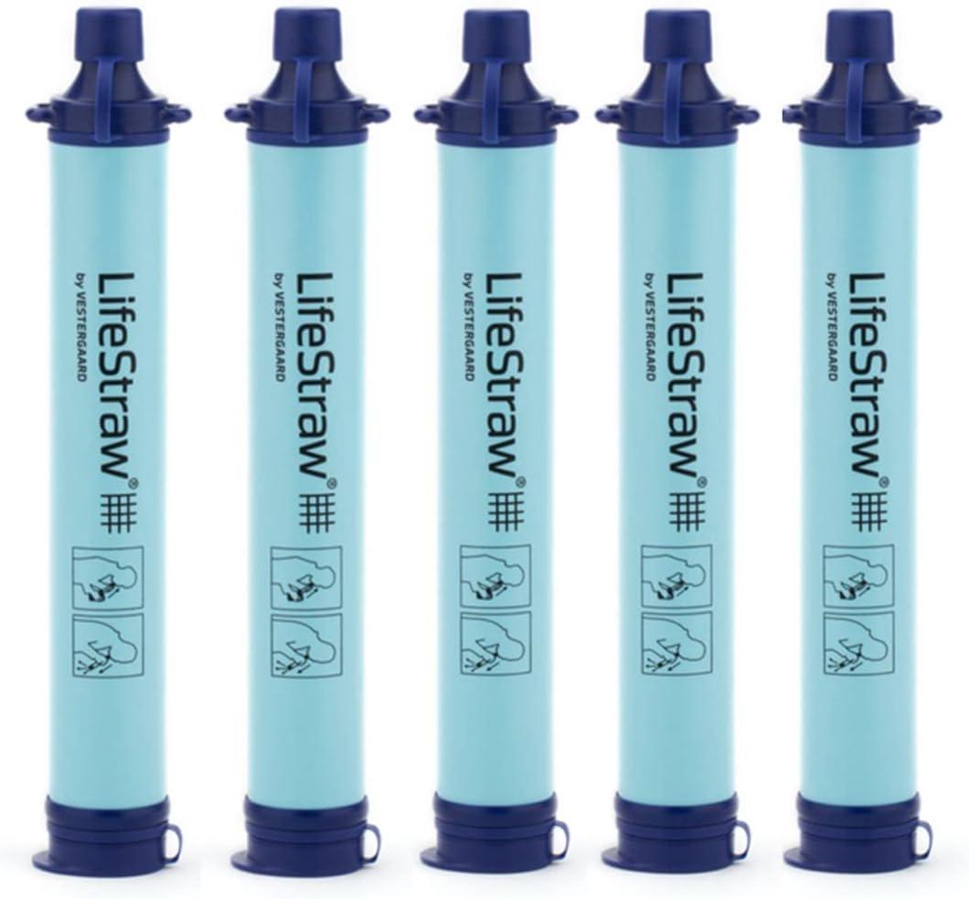 LifeStraw Personal Water Filter for Hiking, Camping, Travel, and Emergency Preparedness, Pack Of 4, Blue 