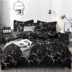 KAREVER Black Comforter Set Boys Black Marble Bedding Set Twin Lightweight Soft Blanket Teen Boy Girls Breathable Black Marble Quilt Set 3 PCs Bed Comforter Set (Twin/Twin XL(68''*90''))