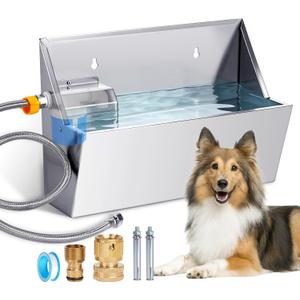 Automatic Water Dispenser for Large Dogs, 2.1 Gallon Stainless Steel Auto Water Bowl Self Filling, Waterer Feeder for Outdoor Animals Drinking, Chicken Livestock (Drainage Hole)
